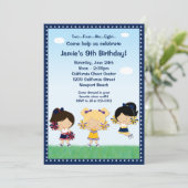 Cheerleading Girls Birthday Party Invitation Kaart (Staand voorkant)