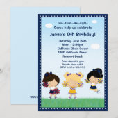 Cheerleading Girls Birthday Party Invitation Kaart (Voorkant / Achterkant)
