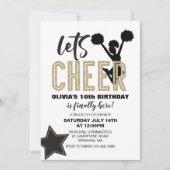 Cheerleading Gold en Black Cheer Birthday Kaart (Voorkant)