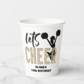 Cheerleading Gold en Black Cheer Birthday Papieren Bekers (Voorkant)