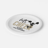 Cheerleading Gold en Black Cheer Birthday Papieren Bordje (Gekanteld)