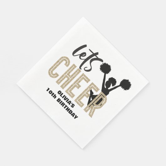 Cheerleading Gold en Black Cheer Birthday Servet (Hoek)