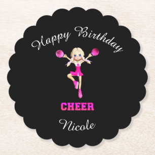 Cheerleading "Happy Birthday" gepersonaliseerd Kartonnen Onderzetters