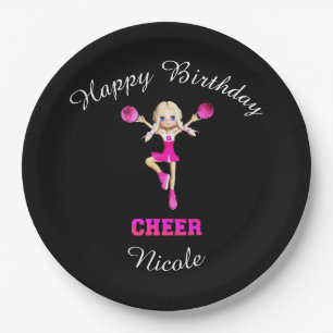 Cheerleading "Happy Birthday" gepersonaliseerd Papieren Bordje