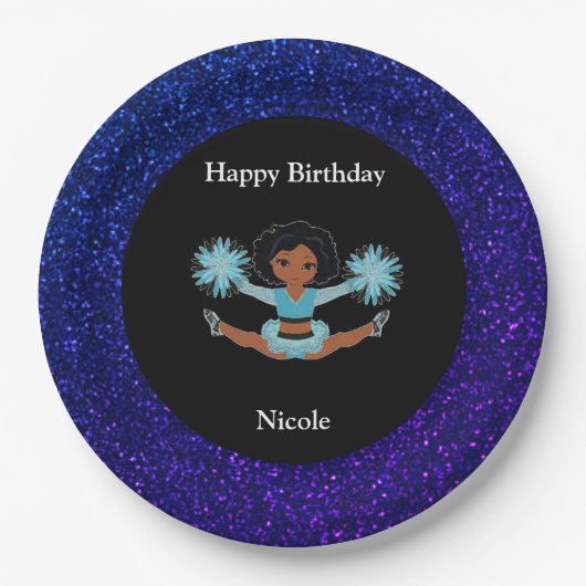 Cheerleading "Happy Birthday" Sparkle Paper Bord (Voorkant)