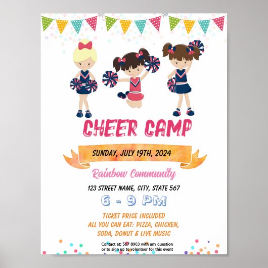 Cheerleading kamp school evenement sjabloon poster (Voorkant)
