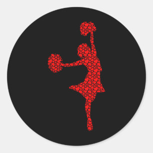 Cheerleading Liefhebbers Valentijnsharten Liefde C Ronde Sticker