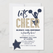 Cheerleading Navy en Gold Cheer Verjaardag Kaart (Voorkant)