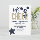 Cheerleading Navy en Gold Cheer Verjaardag Kaart (Staand voorkant)