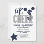 Cheerleading Navy en Zilver Cheer Verjaardag Kaart (Voorkant)