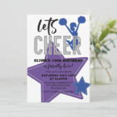 Cheerleading Paarse Blue Cheer Verjaardag Kaart (Staand voorkant)