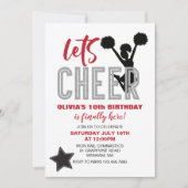 Cheerleading Red, Silver en Black Cheer Verjaardag Kaart (Voorkant)