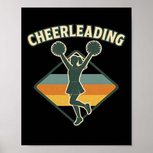 Cheerleading Retro Vintage Silhouet  Poster (Voorkant)