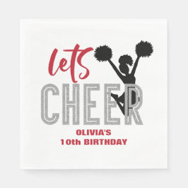 Cheerleading Rood Zilver Zwart Cheer Verjaardag Servet
