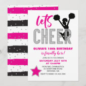 Cheerleading Roze Zilver Zwart Cheer Verjaardag Kaart (Voorkant / Achterkant)