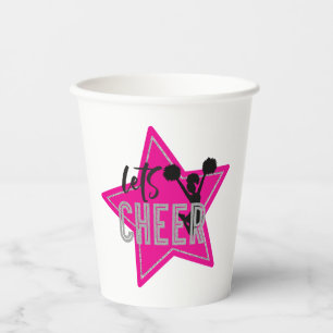 Cheerleading Roze Zilver Zwart Cheer Verjaardag Papieren Bekers