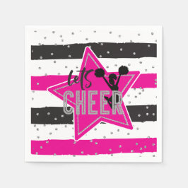Cheerleading Roze Zilver Zwart Cheer Verjaardag Servet