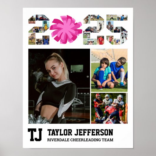 Cheerleading Senior 2025 Sportfotocollage Poster (Voorkant)