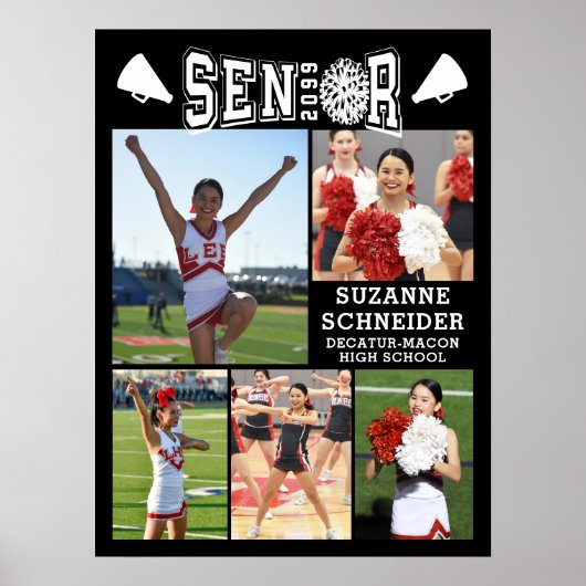 Cheerleading Senior Afstuderen 5 Fotocollage Poster (Voorkant)