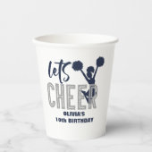 Cheerleading Silver en Navy Cheer Verjaardag Papieren Bekers (Voorkant)