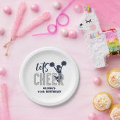 Cheerleading Silver en Navy Cheer Verjaardag Papieren Bordje (Feest)