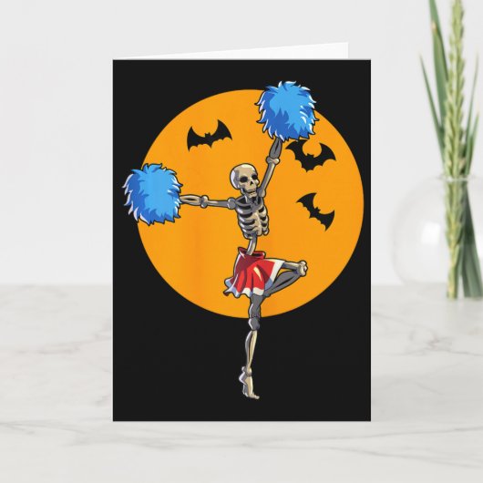 Cheerleading Skelet Halloween Cheer Skelet Che Kaart (Voorkant)
