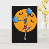 Cheerleading Skelet Halloween Cheer Skelet Che Kaart (Gele Bloem)