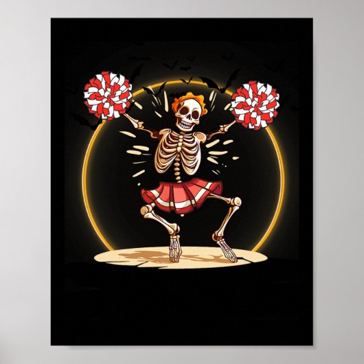 Cheerleading Skeleton Halloween Cheer Skeleton Che Poster (Voorkant)