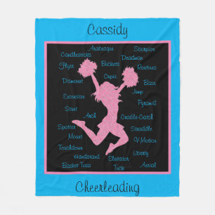 Cheerleading Termen Typografie Pink Blue Fleece Deken