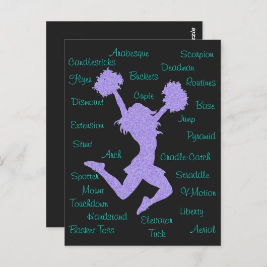 Cheerleading Terms Typografie Briefkaart (Voorkant / Achterkant)