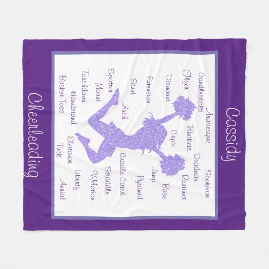 Cheerleading Terms Typografie Paars Fleece Deken (Voorkant (Horizontaal))