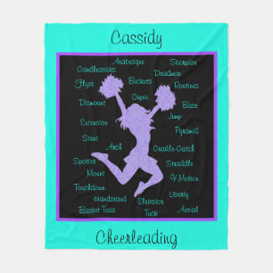 Cheerleading Terms Typografie Paarse Turquoise Fleece Deken