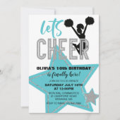 Cheerleading turquoise Zilver Zwart Cheer Verjaard Kaart (Voorkant)