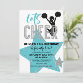 Cheerleading turquoise Zilver Zwart Cheer Verjaard Kaart (Staand voorkant)