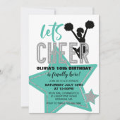 Cheerleading turquoise Zilver Zwart Cheer Verjaard Kaart (Voorkant)