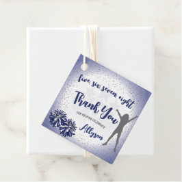 Cheerleading verjaardag Navy Blue Dank u Bedankjes Labels