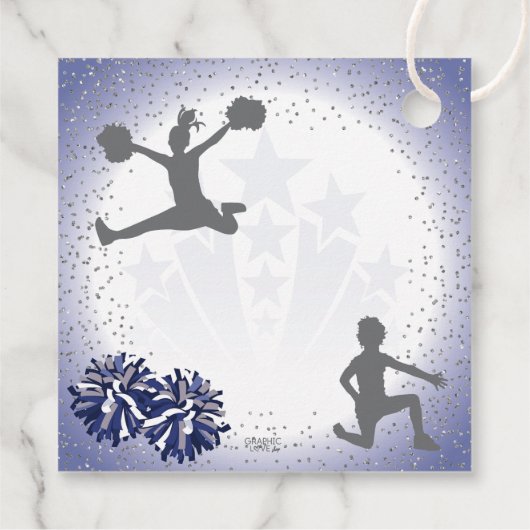 Cheerleading verjaardag Navy Blue Dank u Bedankjes Labels (Achterkant)