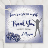 Cheerleading verjaardag Navy Blue Dank u Bedankjes Labels (Voorkant)