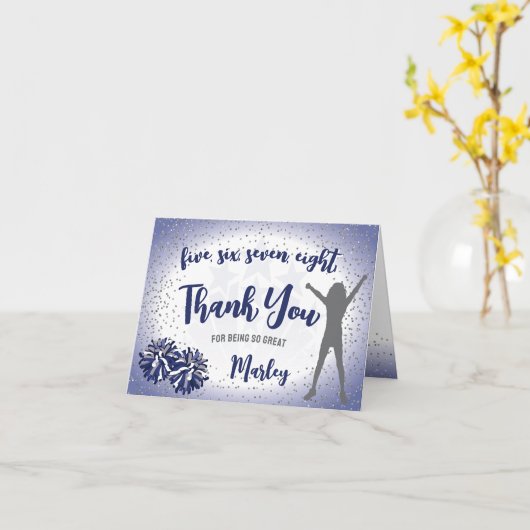 Cheerleading verjaardag Navy Blue Dank u Kaart (Gele Bloem)