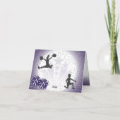 Cheerleading Verjaardag Paarse Bedankt Kaart (Achterkant)