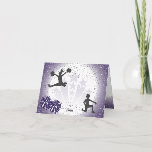 Cheerleading Verjaardag Paarse Bedankt Kaart (Achterkant)