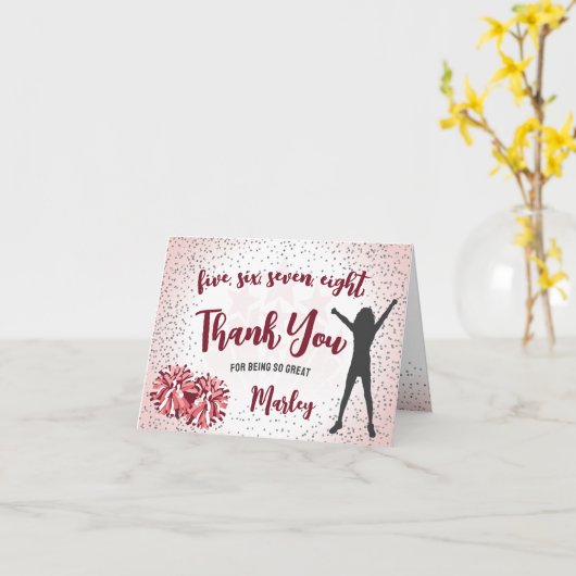 Cheerleading Verjaardag Roze Dank u Kaart (Gele Bloem)