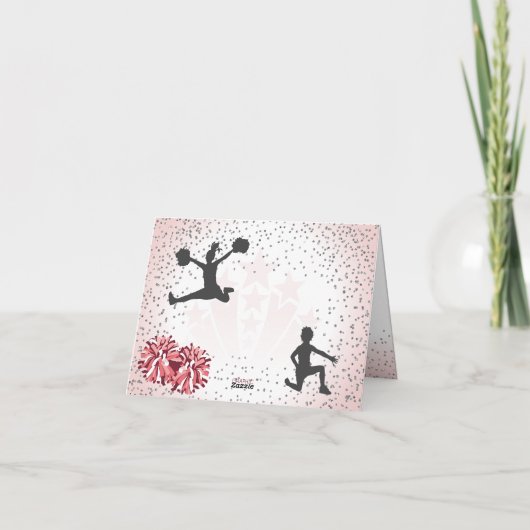 Cheerleading Verjaardag Roze Dank u Kaart (Achterkant)