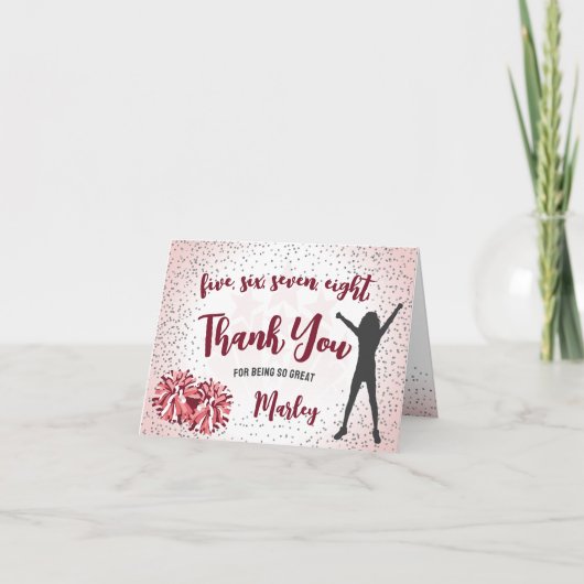 Cheerleading Verjaardag Roze Dank u Kaart (Voorkant)