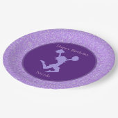 Cheerleading verjaardagsfeest Paarse Sparkle Papieren Bordje (Gekanteld)