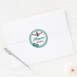Cheerleading verjaardagsfeestje, elke leeftijd gro ronde sticker
