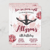 Cheerleading verjaardagsfeestje, elke leeftijd roz kaart (Voorkant / Achterkant)