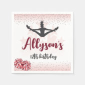 Cheerleading verjaardagsfeestje, elke leeftijd roz servet (Voorkant)