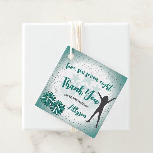 Cheerleading Verjaardagsfeestje Groen Dank u Bedankjes Labels (In situ)