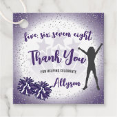 Cheerleading verjaardagsfeestje Paarse dank u Bedankjes Labels (Voorkant)